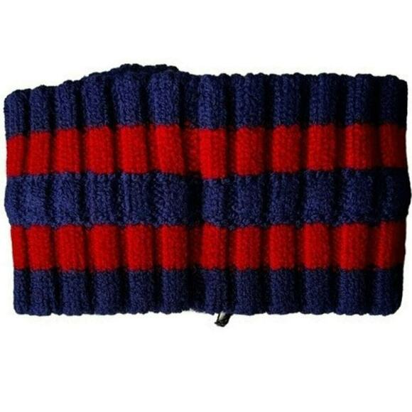 (LAST STOCK!!!) GUCCI Blue and Red Wool Headband w/ Tags and Box, M57 - Picture 3 of 10